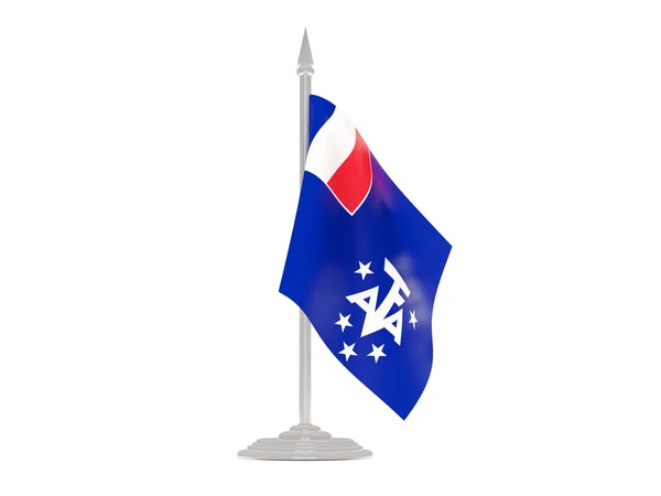 国旗的法属南部领土与旗杆。3d 渲染 — 图库照片