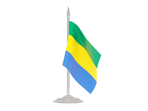 Flag of gabon with flagpole. 3d render — Stock Photo, Image