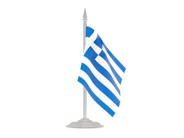 Флаг Греции с флагштоком. 3D рендеринг — стоковое фото