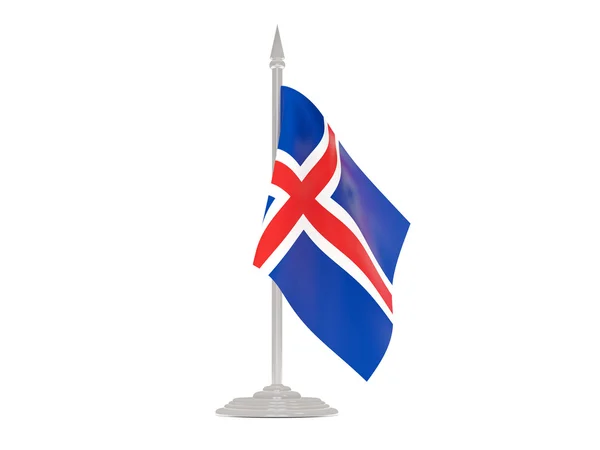 Σημαία της Ισλανδίας με κοντάρι σημαίας. 3D καθιστούν — Φωτογραφία Αρχείου