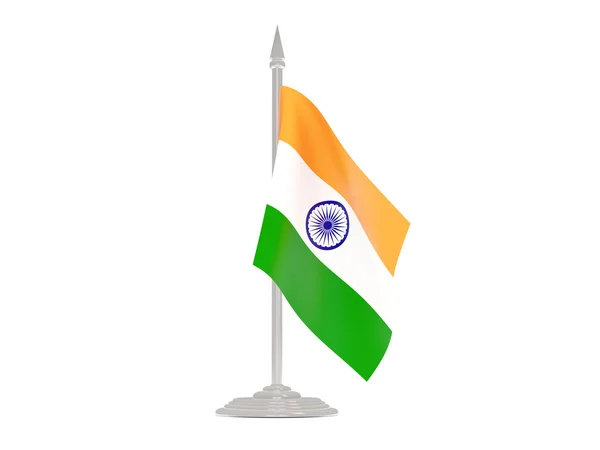 Флаг Индии с флагштоком. 3D рендеринг — стоковое фото