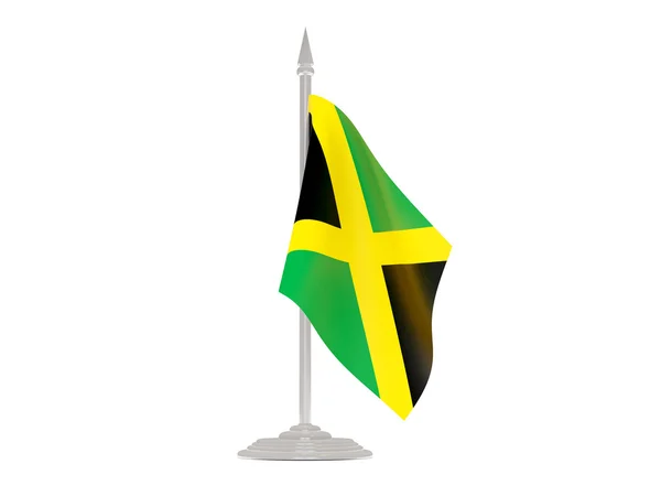 Jamaica zászlaja a zászlórúd. 3D render — Stock Fotó