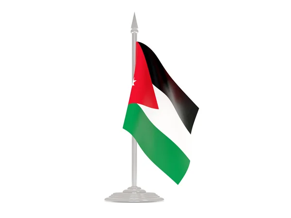 Vlag van Jordanië met vlaggenmast. 3D render — Stockfoto
