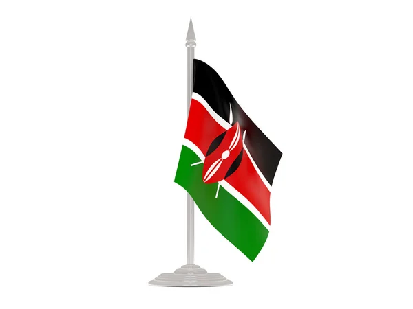 Bandiera di Kenya con pennone. rendering 3d — Foto Stock