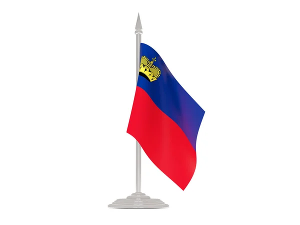 Bandera de Liechtenstein con asta de bandera. 3d renderizar —  Fotos de Stock