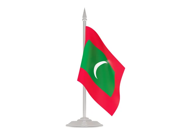 Σημαία των Μαλδίβων με κοντάρι σημαίας. 3D καθιστούν — Φωτογραφία Αρχείου