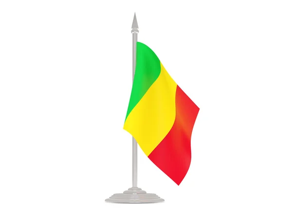 Flagge von Mali mit Fahnenmast. 3D-Darstellung — Stockfoto