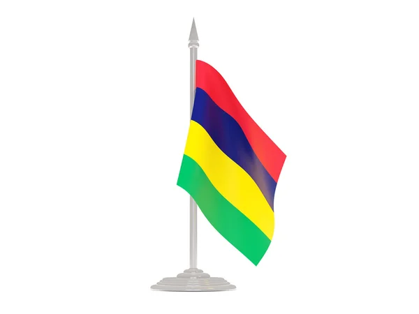 Mauritius bayrağı bayrak direği ile. 3D render — Stok fotoğraf