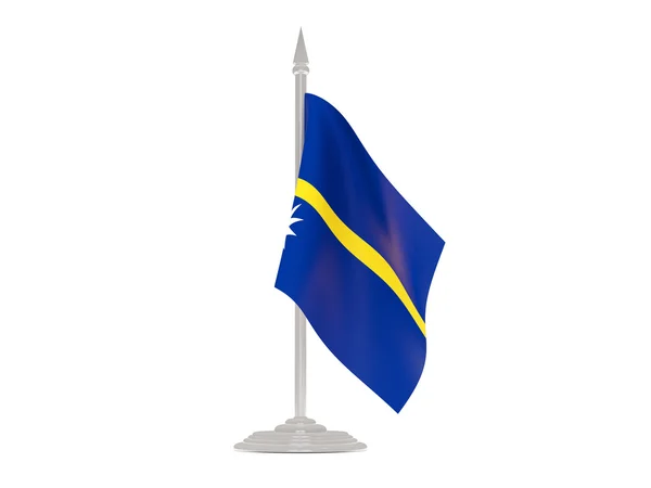 Bandeira de nauru com mastro de bandeira. Renderização 3d — Fotografia de Stock