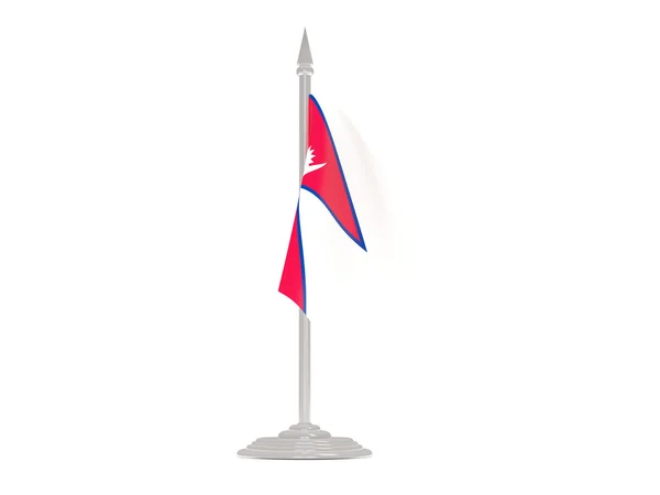 Drapeau de nepal avec mât de drapeau. 3d rendu — Photo