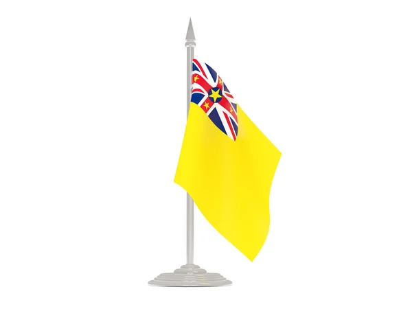 Flag of niue with flagpole. 3d render — Stock Photo, Image