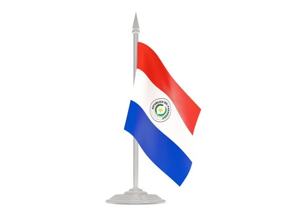 Drapeau du paraguay avec mât de drapeau. 3d rendu — Photo