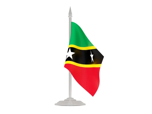 Drapeau de saint kitts et nevis avec mât de drapeau. 3d rendu — Photo