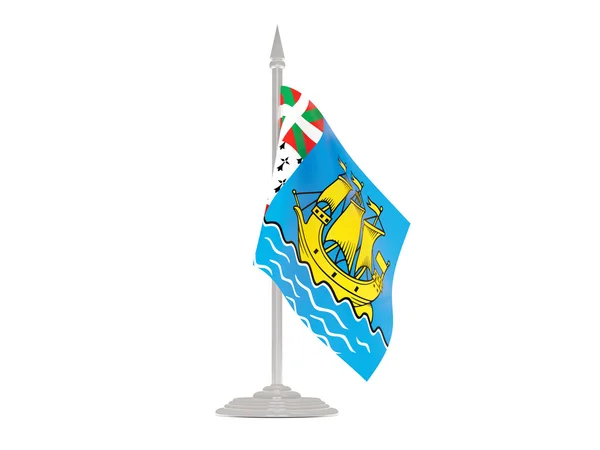 Vlag van Saint-Pierre en miquelon met vlaggenmast. 3D render — Stockfoto