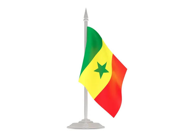 Flagge des Senegal mit Fahnenmast. 3D-Darstellung — Stockfoto