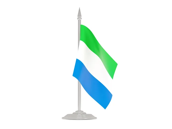 Bandera de Sierra Leona con asta de bandera. 3d renderizar — Foto de Stock