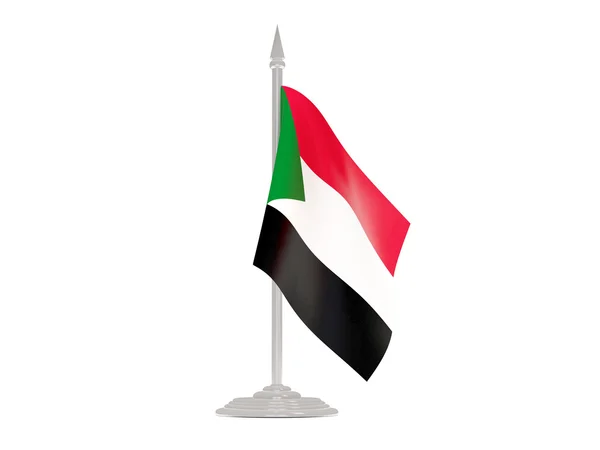 Sudanflagge mit Fahnenmast. 3D-Darstellung — Stockfoto