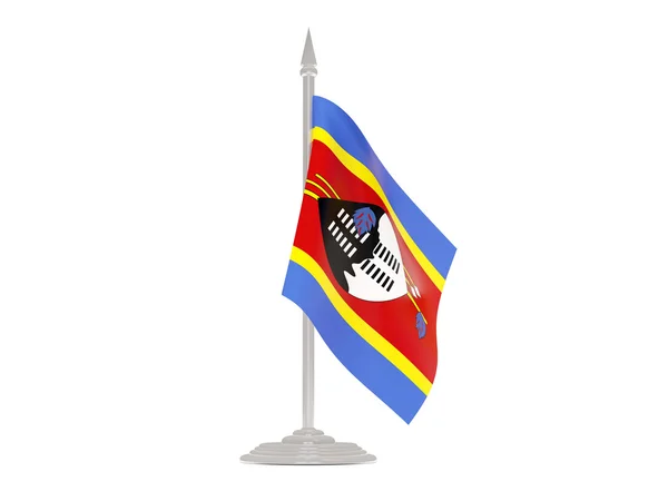 Флаг Свазиленда с флагштоком. 3D рендеринг — стоковое фото