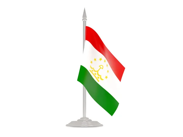 Flagga Tadzjikistan med flaggstång. 3D gör — Stockfoto