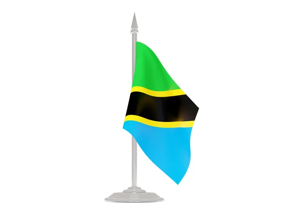 Флаг Танзании с флагштоком. 3D рендеринг — стоковое фото