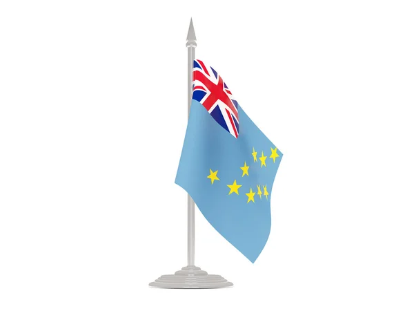 Drapeau de tuvalu avec mât de drapeau. 3d rendu — Photo