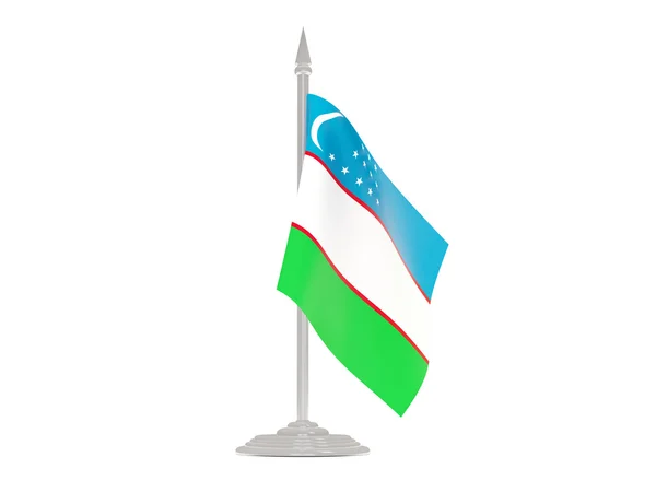 Bandeira do uzbequistão com mastro de bandeira. Renderização 3d — Fotografia de Stock