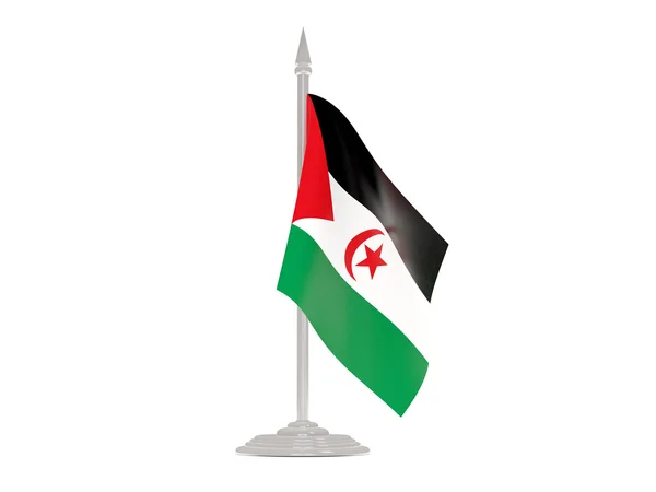 Nyugat-Szahara zászló, zászlórúd. 3D render — Stock Fotó
