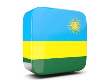 Ruanda kare bayrağı ile kare simgesi. 3D çizim