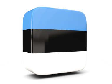 Bayrak Estonya kare kare simgesi. 3D çizim