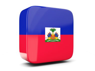 Bayrak Haiti kare kare simgesi. 3D çizim