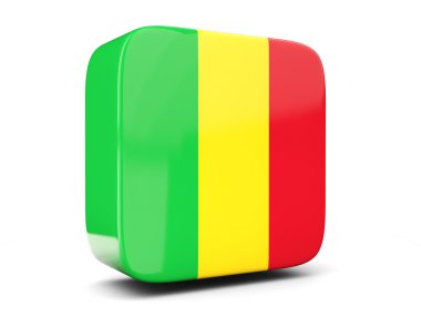 Mali kare bayrağı ile kare simgesi. 3D çizim