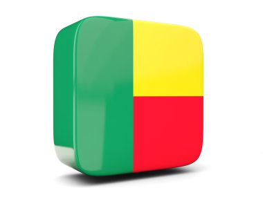 Benin kare bayrağı ile kare simgesi. 3D çizim