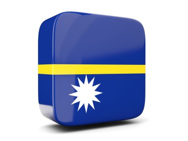 Nauru kare bayrağı ile kare simgesi. 3D çizim