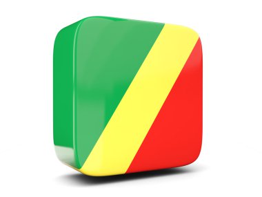 Cumhuriyeti Kongo kare bayrağı ile kare simgesi. 3D illust