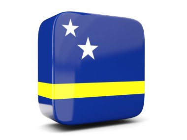 Bayrak curacao kare kare simgesi. 3D çizim