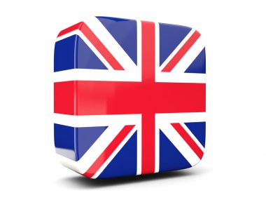 İngiltere kare bayrağı ile kare simgesi. 3D çizim