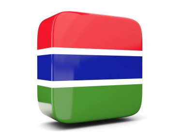 Kare simgesi olan Gambiya kare bayrağı. 3D çizim