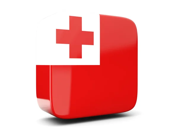 Square icon with flag of tonga square. 3D illustration — Stock Photo, Image