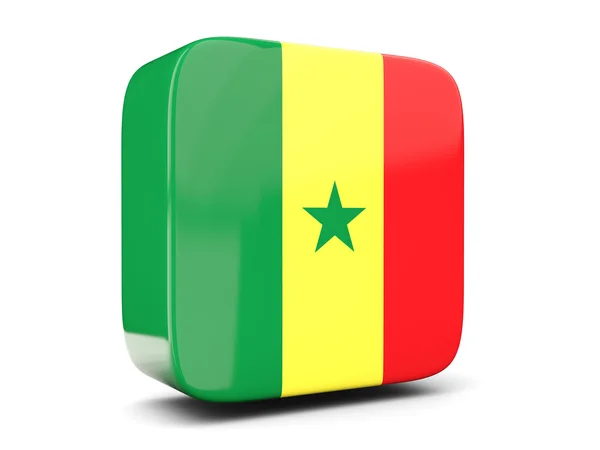 Ícone quadrado com bandeira da Praça do Senegal. Ilustração 3D — Fotografia de Stock
