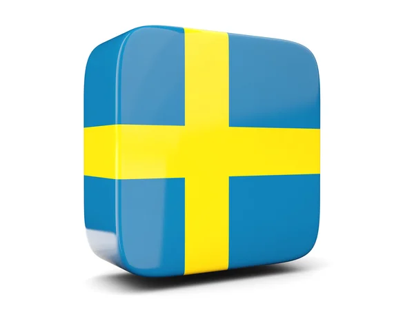 Ícone quadrado com bandeira de sueco quadrado. Ilustração 3D — Fotografia de Stock