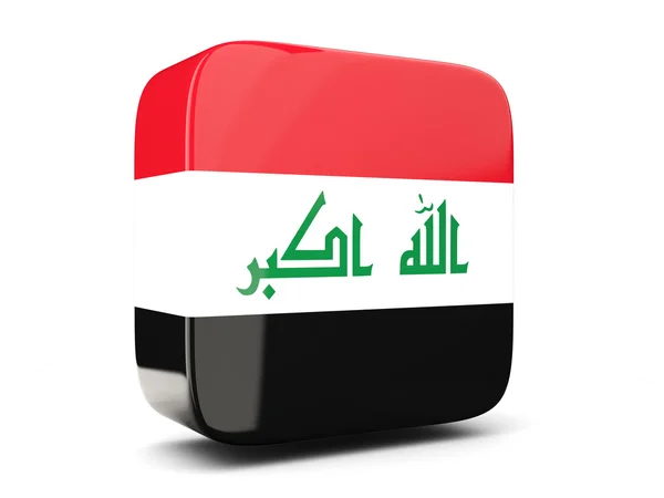 Icono cuadrado con bandera de iraq cuadrado. Ilustración 3D —  Fotos de Stock