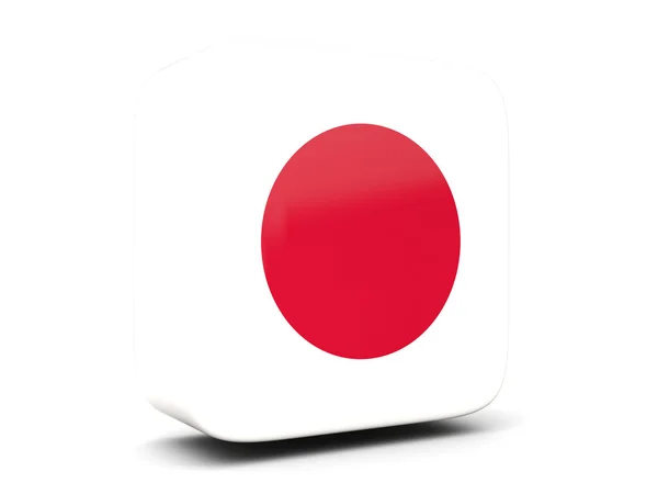 Ikona kwadratu z flaga Japonii placu. ilustracja 3D — Zdjęcie stockowe