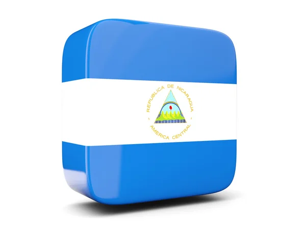 Fyrkantig ikon med flagga nicaragua kvadrat. 3D illustration — Stockfoto