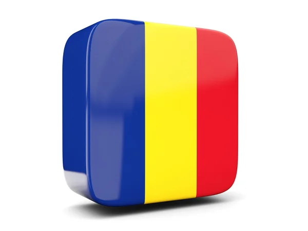 Icono cuadrado con bandera de romania cuadrado. Ilustración 3D —  Fotos de Stock