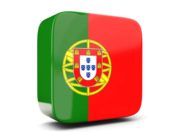 Ícone quadrado com bandeira de portugal quadrado. Ilustração 3D — Fotografia de Stock