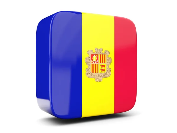 Ícone quadrado com bandeira de andorra quadrado. Ilustração 3D — Fotografia de Stock