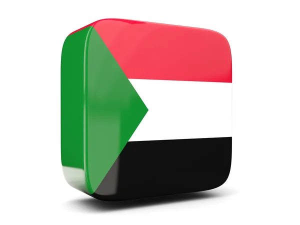 Ícone quadrado com bandeira de sudan quadrado. Ilustração 3D — Fotografia de Stock