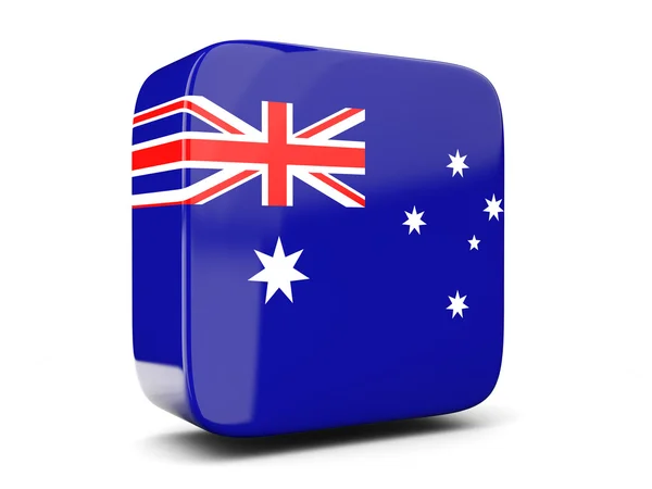 Avustralya kare bayrağı ile kare simgesi. 3D çizim — Stok fotoğraf
