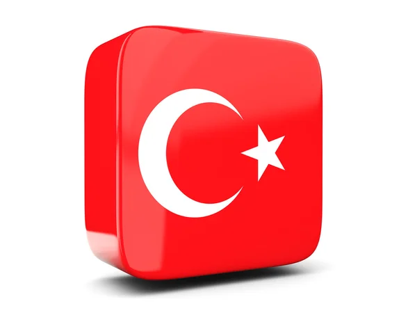Τετράγωνο εικονίδιο με τη σημαία της Τουρκίας τετραγωνικά. 3D απεικόνιση — Φωτογραφία Αρχείου