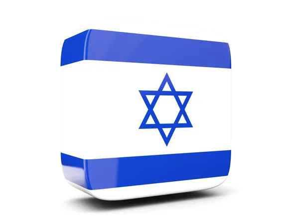 Icono cuadrado con bandera de Israel cuadrado. Ilustración 3D — Foto de Stock